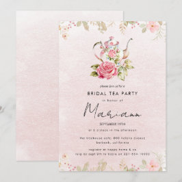 Convite para Chá de Noiva com Tema de Bule Floral