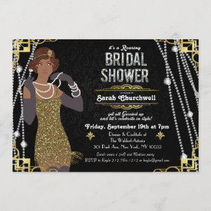 Convite para Chá de Noiva de Flapper Afro-American