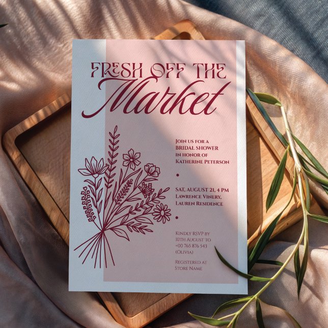 Convite para Chá de Noiva “Fresh Off the Market” (Criador carregado)