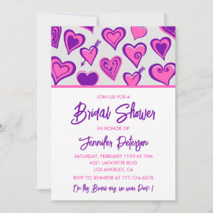 Convite para chá de noiva Galentines com coração f