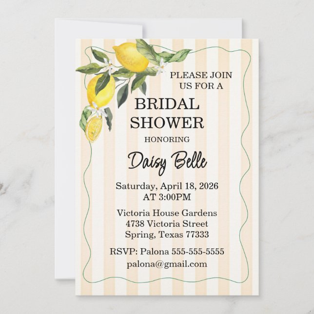 Convite para Chá de Noiva La Dolce Vita (Frente)