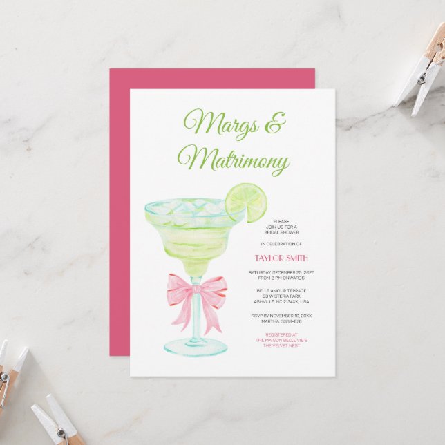 Convite para chá de noiva Margs & Matrimony (Frente/Verso In Situ)