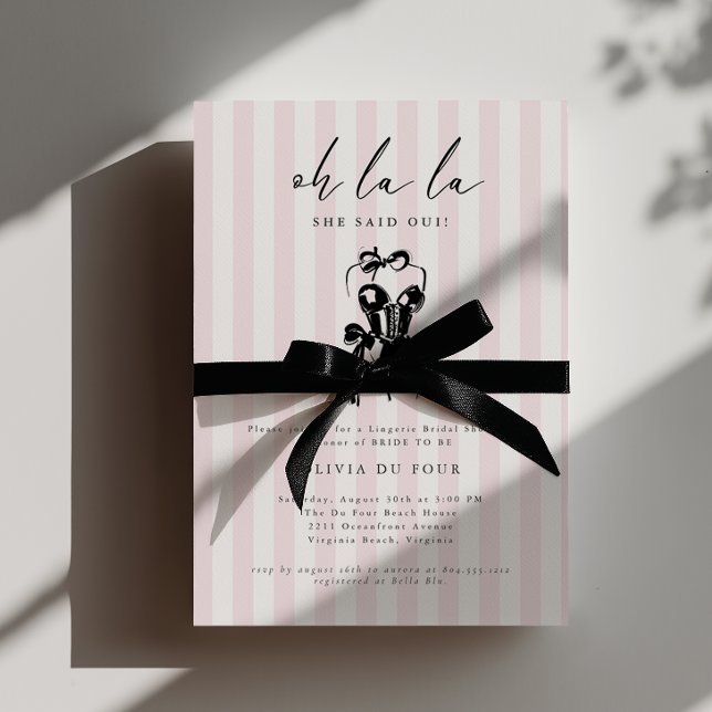 Convite para Chá de Noiva Oh La La Lingerie (Oh la la Bridal Shower Invitation)