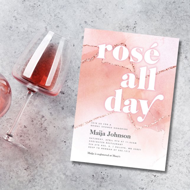 Convite para Chá de Noiva Rosé o Dia Inteiro (Criador carregado)