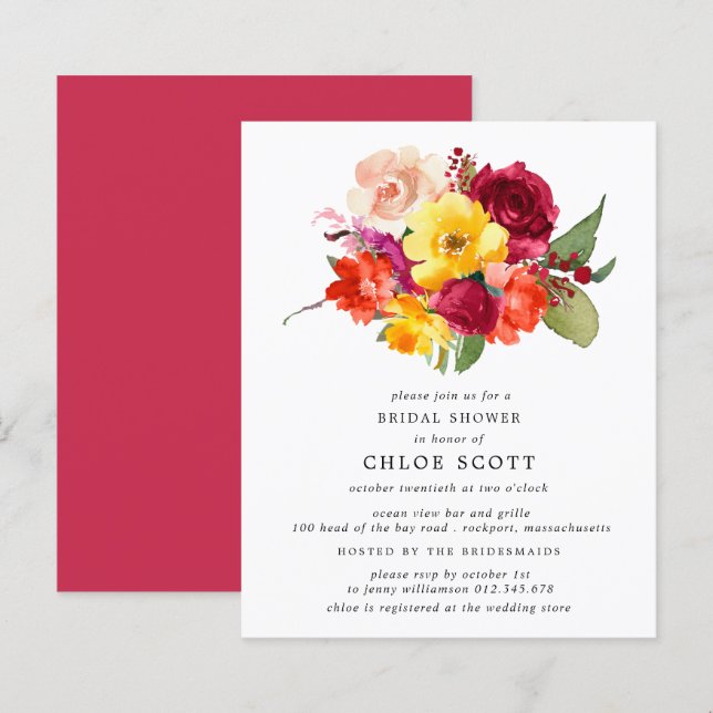 Convite para Chá de panela Amarelo Laranja de Borg (Frente/Verso)