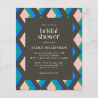 Convite para Chá de panela Azul Marrom Geométrico