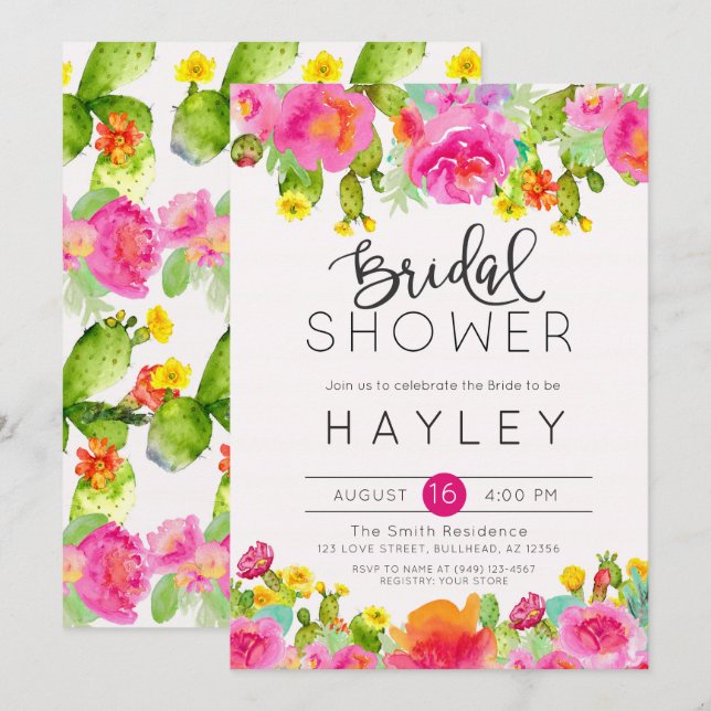 Convite para Chá de panela Botânico Suculente (Frente/Verso)