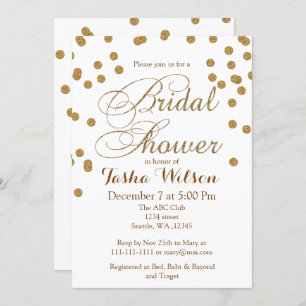 Convite para Chá de panela brilhante branco e Dour