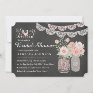 Convite para Chá de panela Chic Mason Jar & Chalkb