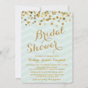 Convite para Chá de panela Confetti Dourado Glitt