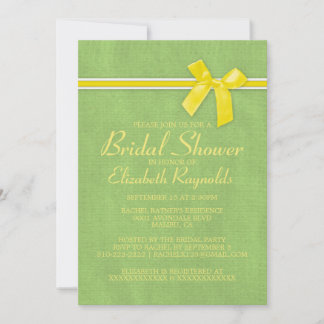 Convite para Chá de panela de Burlap Verde Amarelo