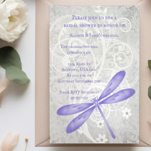 Convite para Chá de panela de Dragonfly Roxo