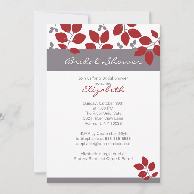 Convite para Chá de panela de outono de Folha de N (Frente)