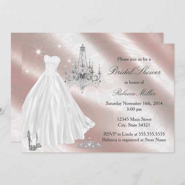 Convite para Chá de panela de vestidos bonito (Frente/Verso)