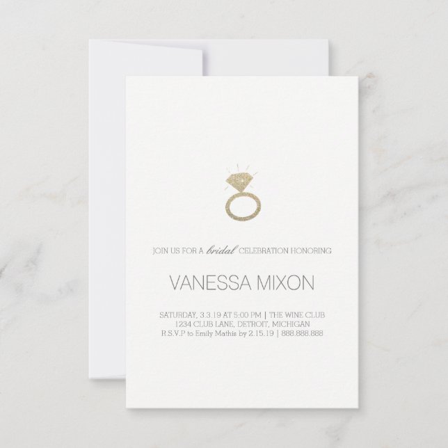 Convite para chá de panela | Diamond Ring Fab (Frente)