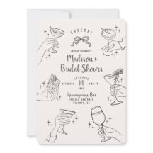 Convite para Chá de panela do Beige Retro Cocktail