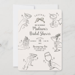 Convite para Chá de panela do Beige Retro Cocktail