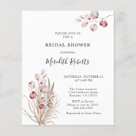 Convite para Chá de panela Eucalyptus Palm, Rosa D