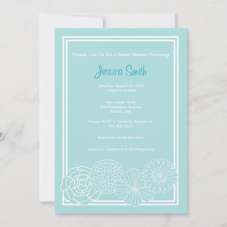 Convite para Chá de panela Floral Azul Moderno