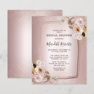 Convite para Chá de panela Floral de Blush Dourad