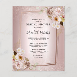 Convite para Chá de panela Floral de Blush Dourado