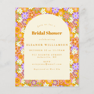 Convite para Chá de panela Floral Laranja de Vint