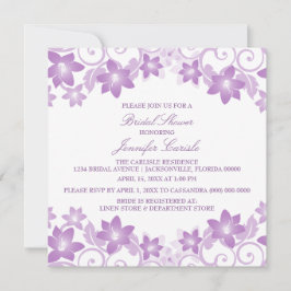 Convite para Chá de panela Floral Simples Roxo