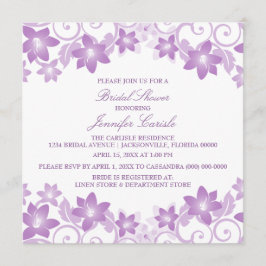 Convite para Chá de panela Floral Simples Roxo