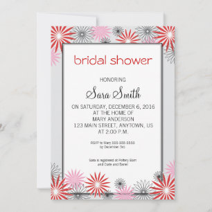 Convite para Chá de panela Floral Vermelho e Rosa