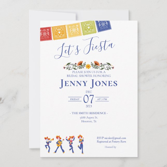 Convite para Chá de panela Pensado Mexicano (Frente)