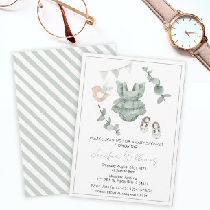 Convite para chá de roupas da menina Eucalyptus