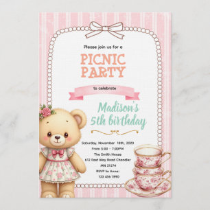 convite para chá de urso