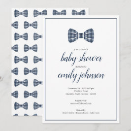 Convite para Chá do Arco Preppy Gingham Tie Baby B