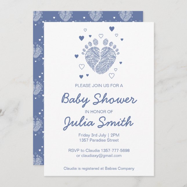 Convite para chá do bebê (Frente/Verso)