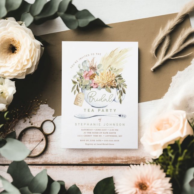Convite para Chá do Bridal Tea Party (Bridal Tea Party Shower Invitation)