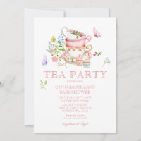 Convite para Chá do Festa de Tea de Flor Selvagem
