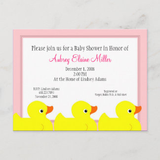 Convite para Chá Ducky de Borracha Rosa