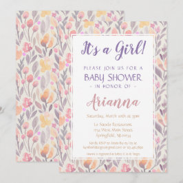 Convite para Chá Floral Baby Girl