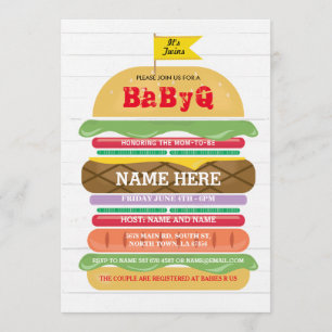 Convite para Chá gêmeos do Chá de fraldas BaByQ