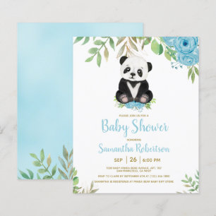 Convite para Chá Greenery Bear Blue Bear