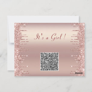 Convite para Chá rosa Dourado de código QR para Ba