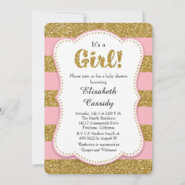 Convite para Chá, rosa e Dourada, de menina brilha