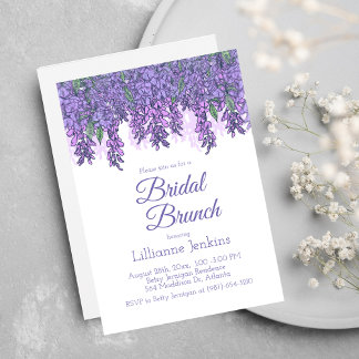 Convite para Chá Roxo Wisteria Bridal Brunch