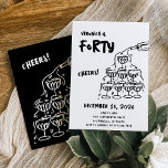 Convite para Champanhe Desenhado à Mão aniversário<br><div class="desc">Comemore ao estilo com este elegante convite de aniversário de 40 anos do Zazzle, com um design preto e branco chico com uma moderna ilustração escrivível de uma torre de champanhe. Perfeito para um aniversário marco, este convite personalizável dá o tom para uma celebração sofisticada. Personalize com os detalhes do...</div>