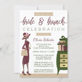 Convite para Chás Bride & Brunch, Borgonha, Verde