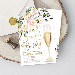 Convite para Chás Brunch e Bubble Dourado