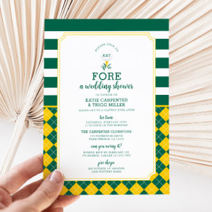 Convite para Chás Casais de Golfe Amarelo Verde