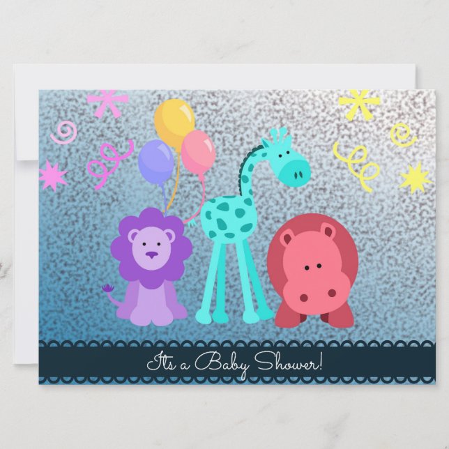 Convite Para Chás De Animais Para Bebês (Frente)