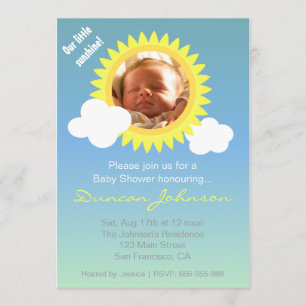 Convite para Chás de Bebê: Pequeno Sol e Nuvens