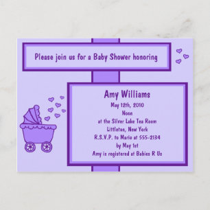 Convite para Chás de Carruagems e Corações Roxos